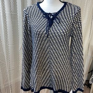 Sunday Knit Sweater Navy Blue & Cream White M